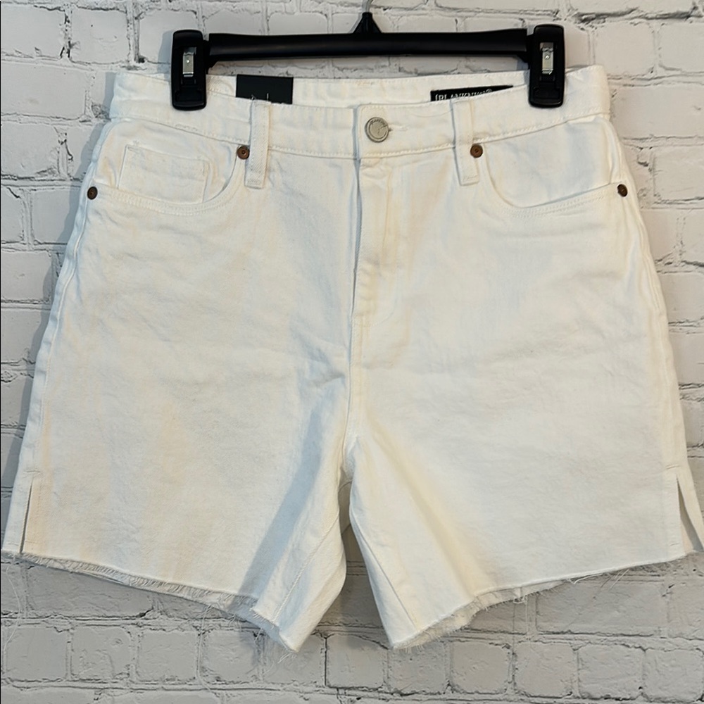 Blank NYC the Warren High Rise Mid length White Denim Shorts nwt
